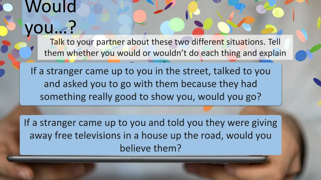 would you talk to your partner about these