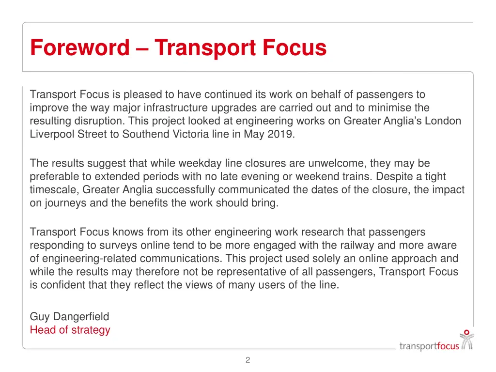 foreword transport focus