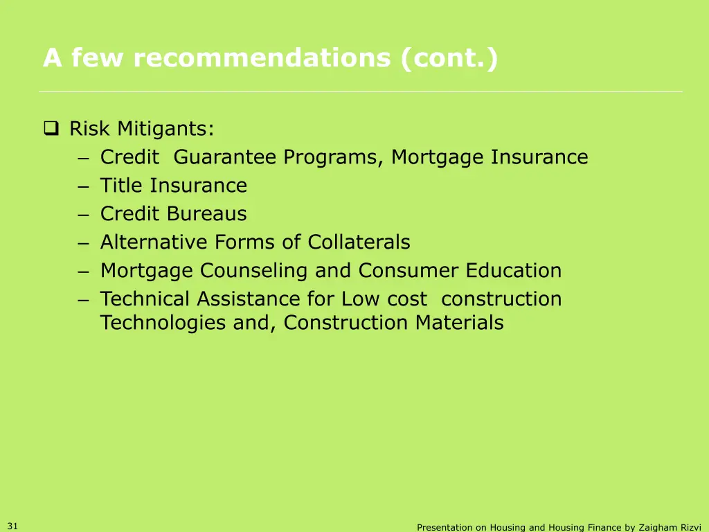 a few recommendations cont