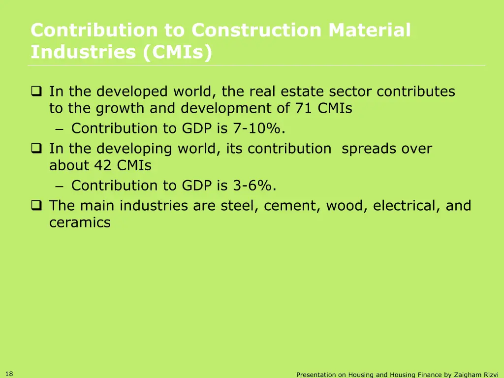 contribution to construction material industries