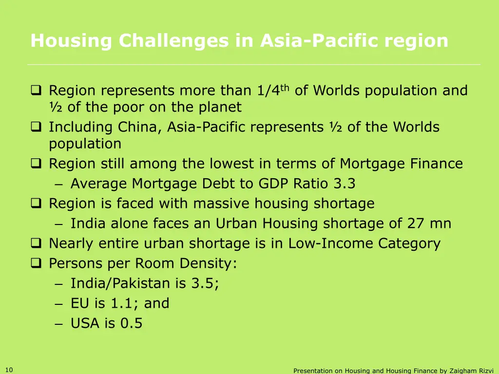 housing challenges in asia pacific region