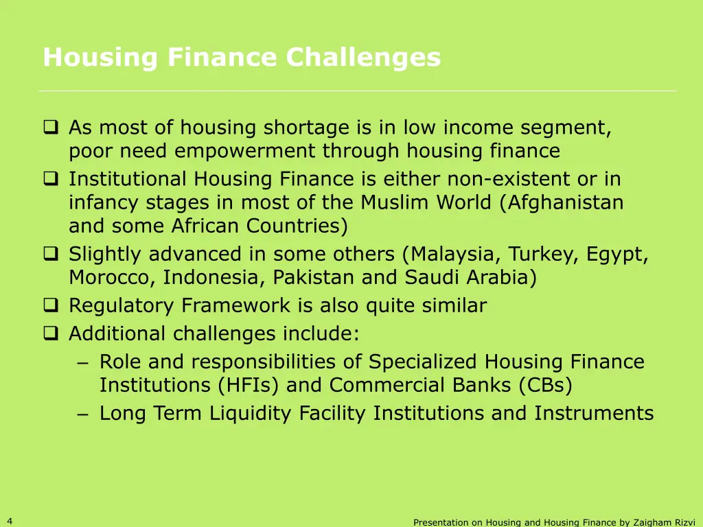 housing finance challenges