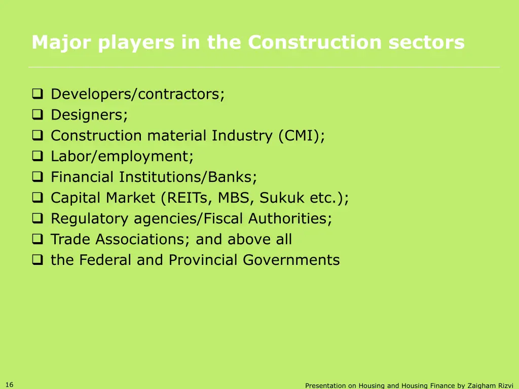 major players in the construction sectors
