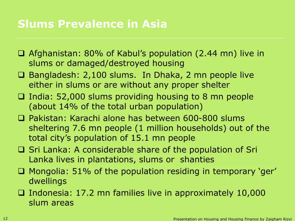 slums prevalence in asia