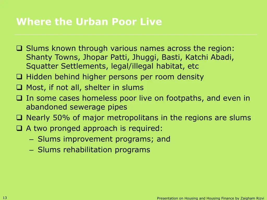 where the urban poor live