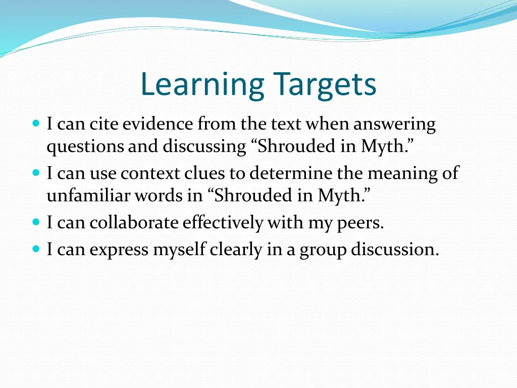 learning targets