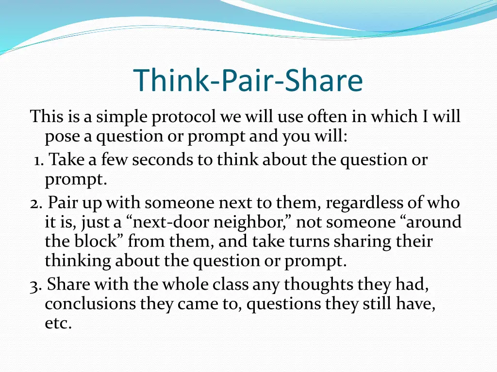 think pair share this is a simple protocol