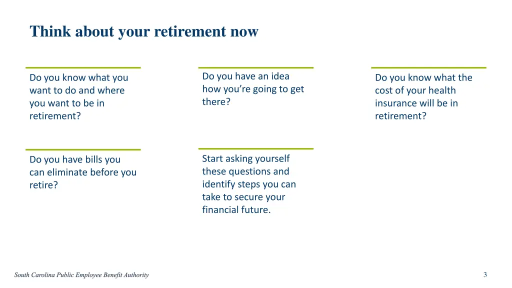 think about your retirement now