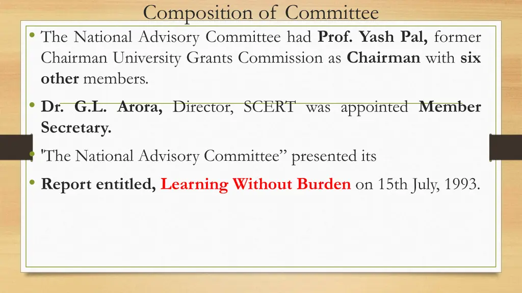 composition of committee the national advisory
