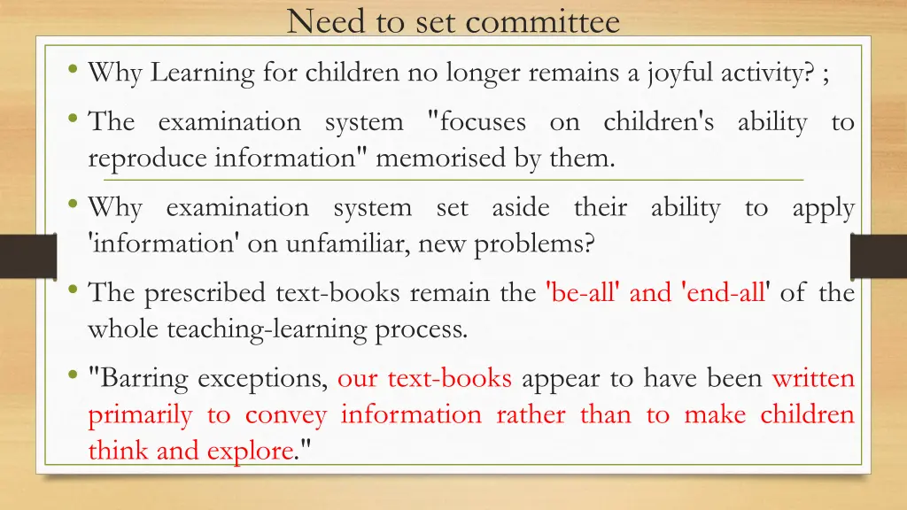 need to set committee