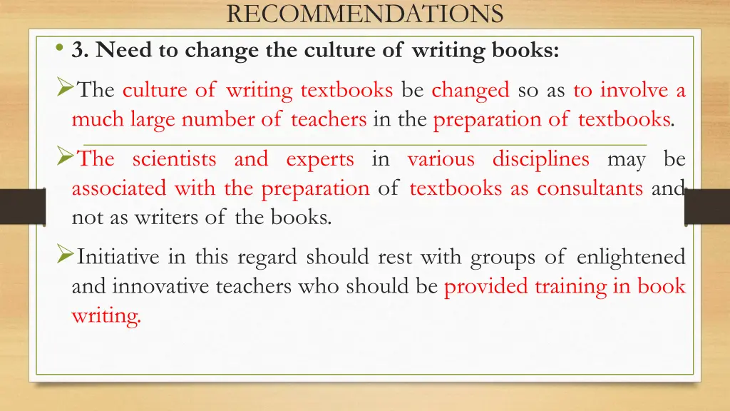recommendations 1