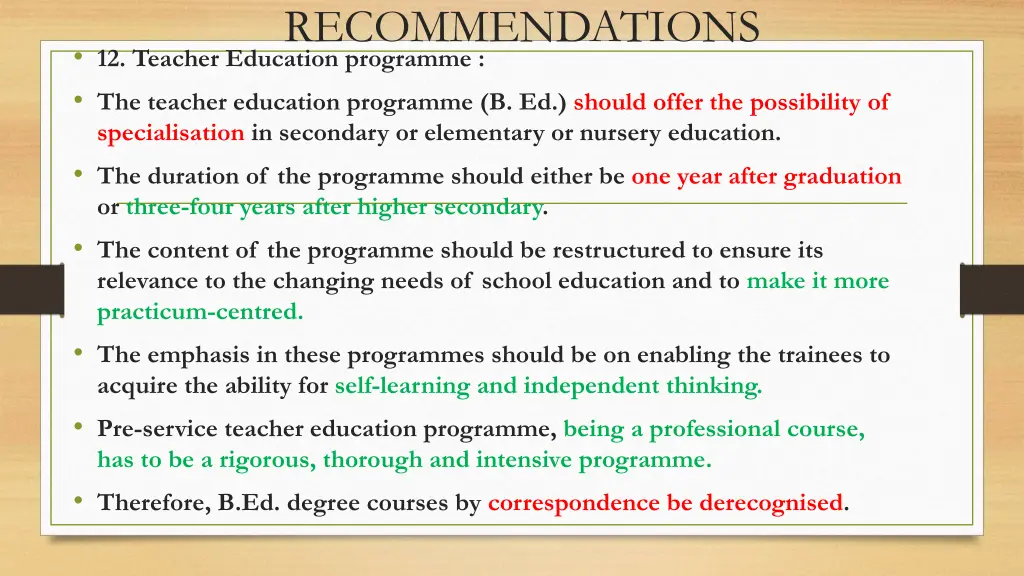 recommendations 10