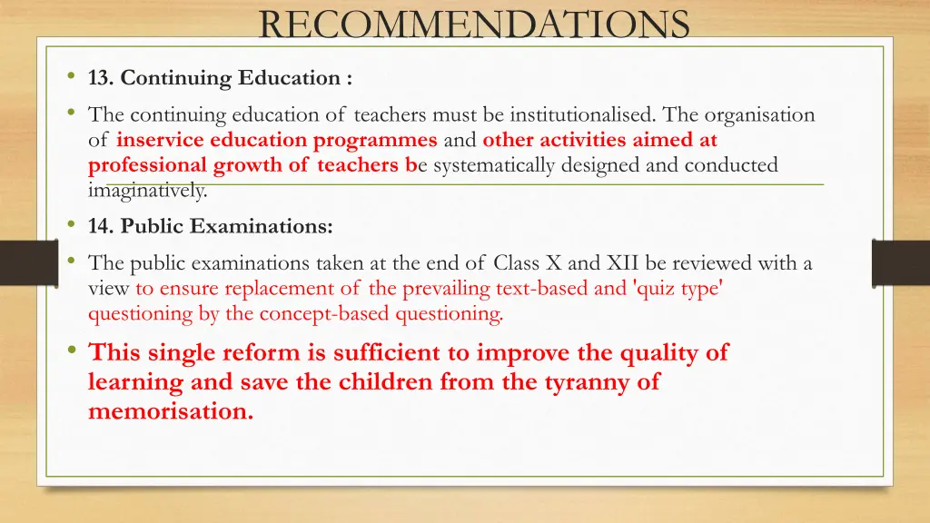 recommendations 11
