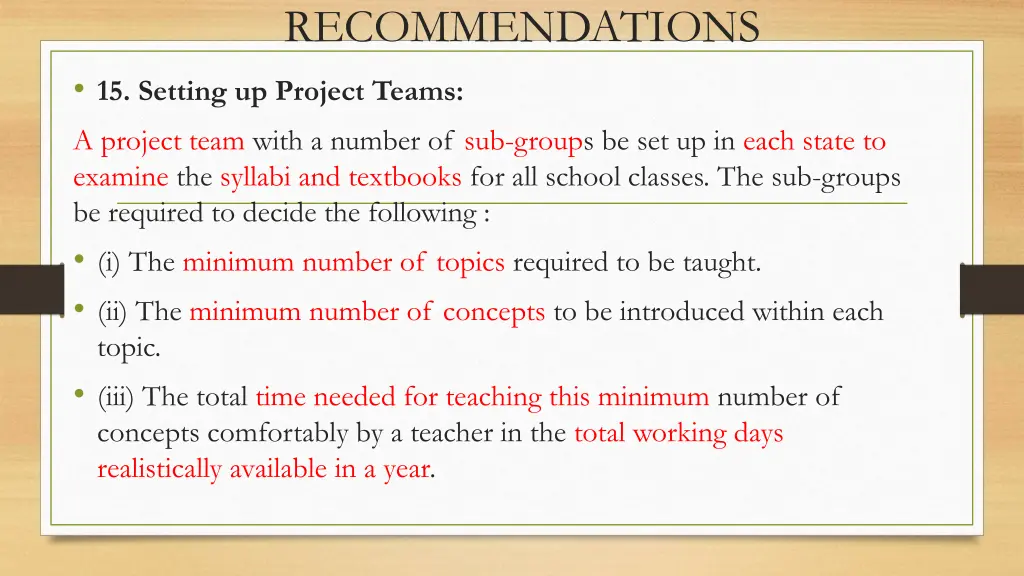 recommendations 12