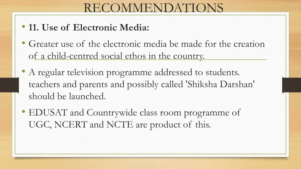 recommendations 9