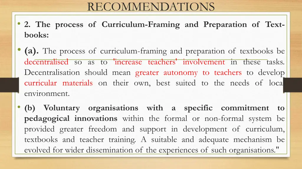 recommendations