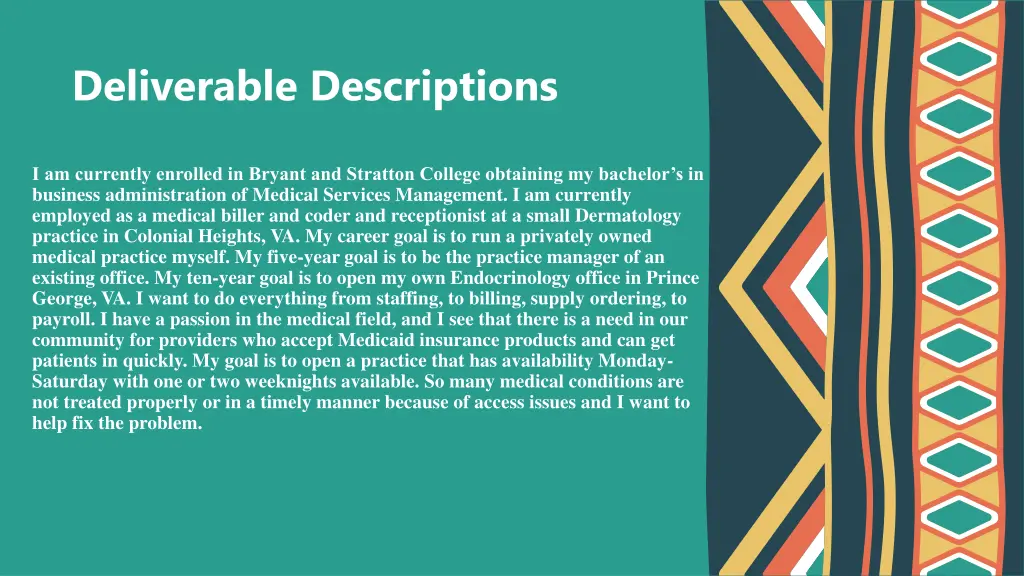 deliverable descriptions