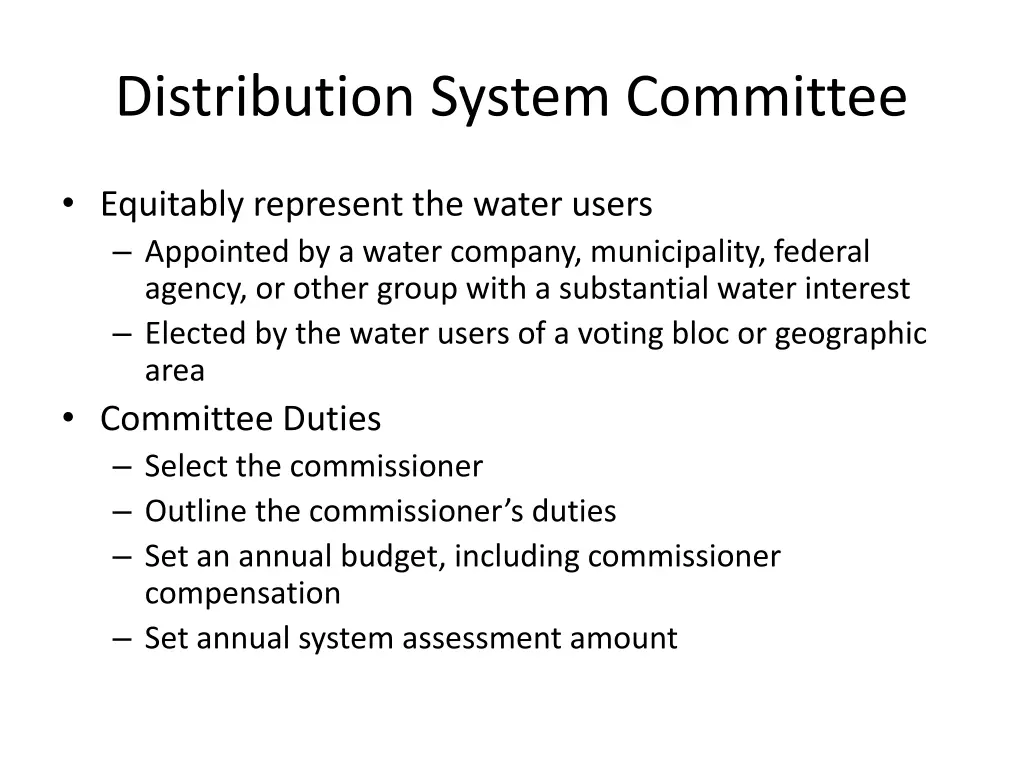 distribution system committee
