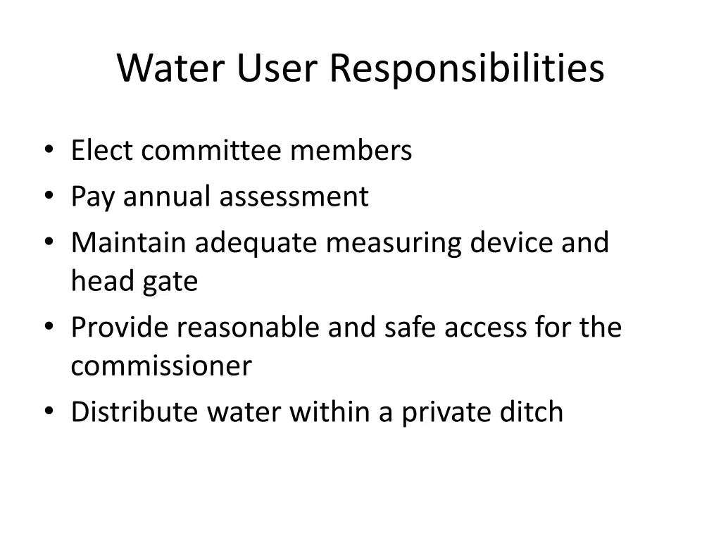water user responsibilities