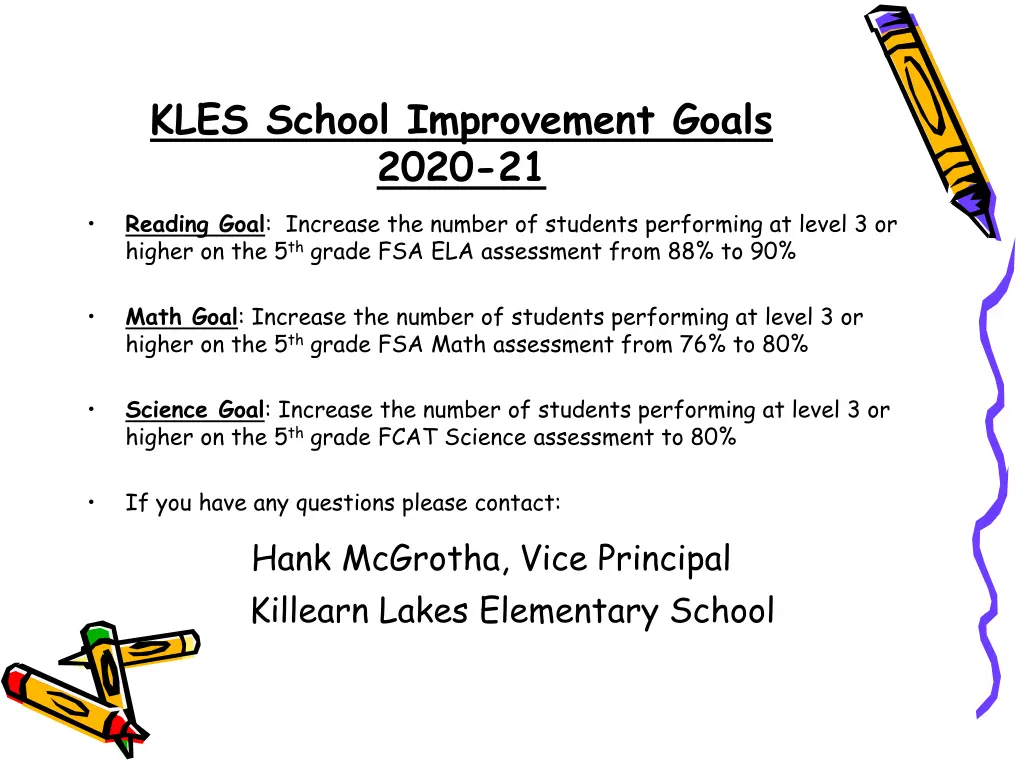 kles school improvement goals 2020 21
