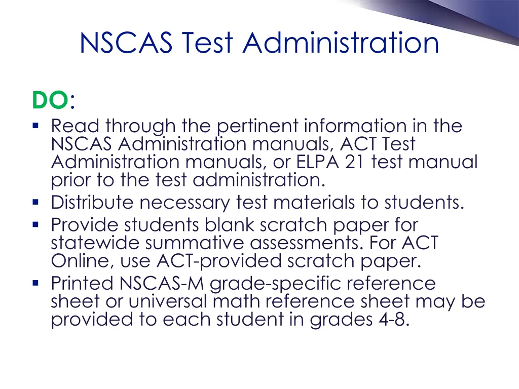 nscas test administration