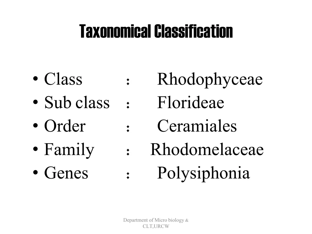 taxonomical classification