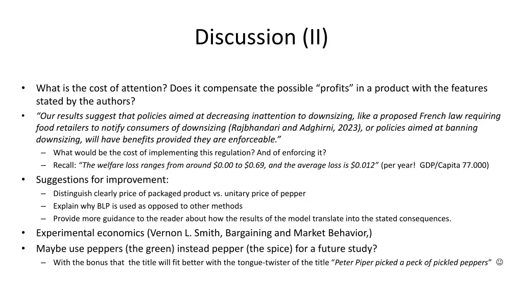 discussion ii