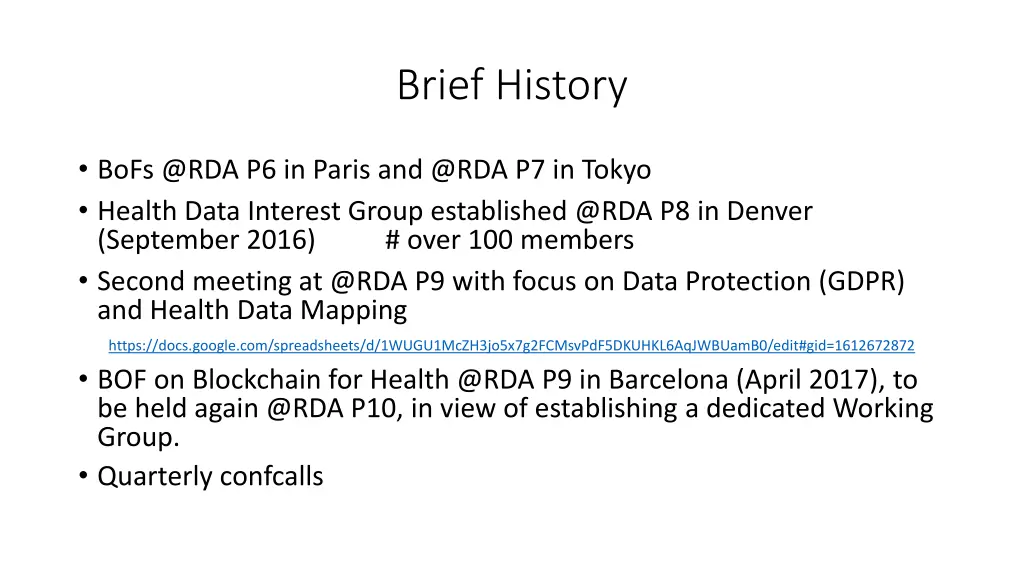brief history