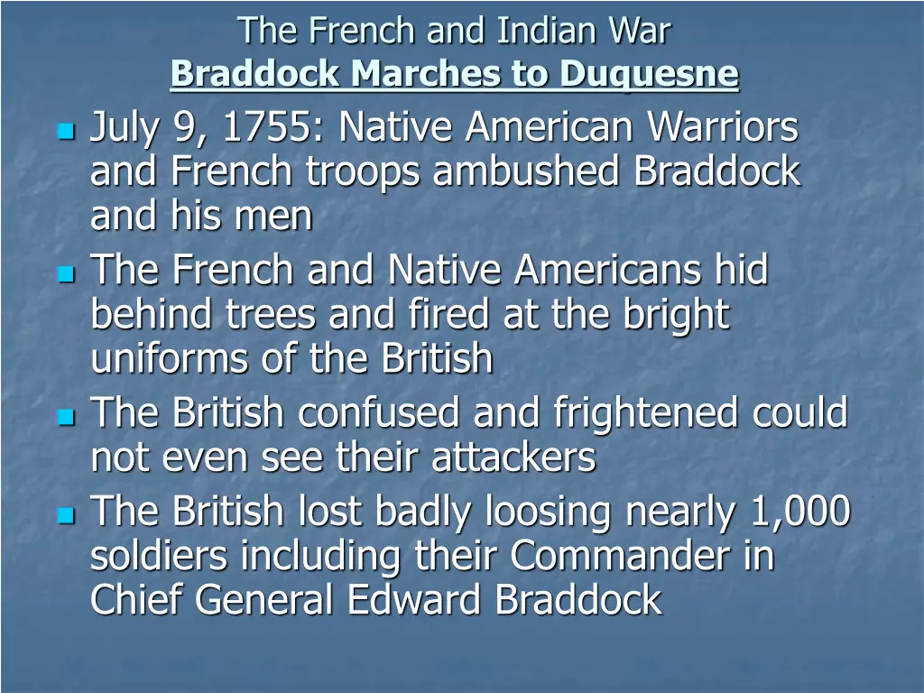 the french and indian war braddock marches 1