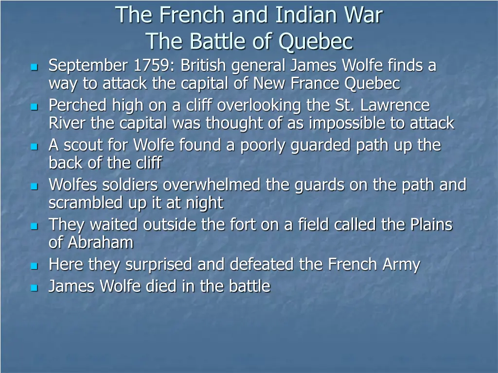 the french and indian war the battle of quebec