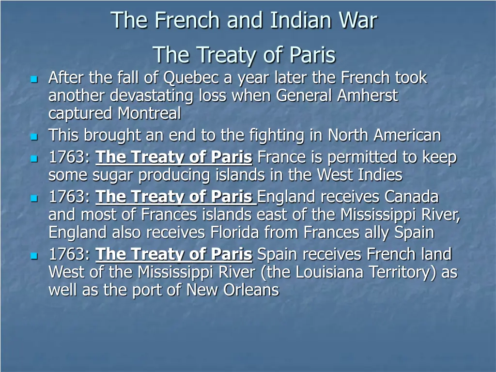 the french and indian war the treaty of paris
