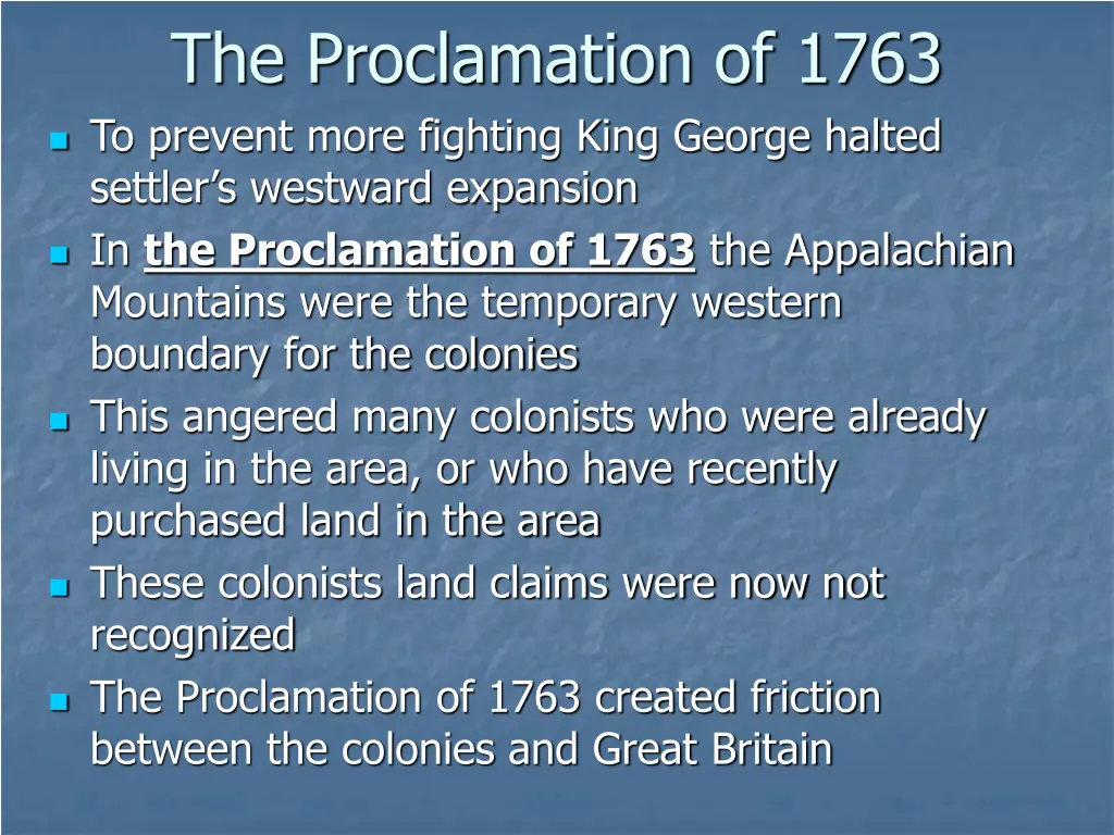 the proclamation of 1763 to prevent more fighting