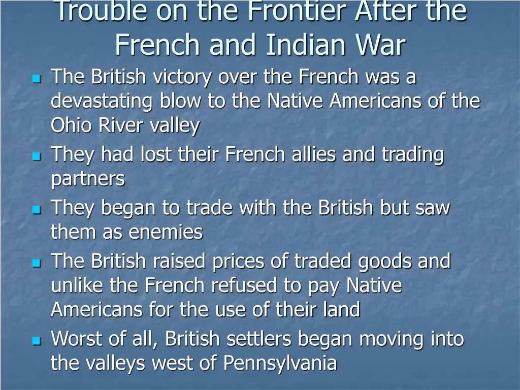 trouble on the frontier after the french
