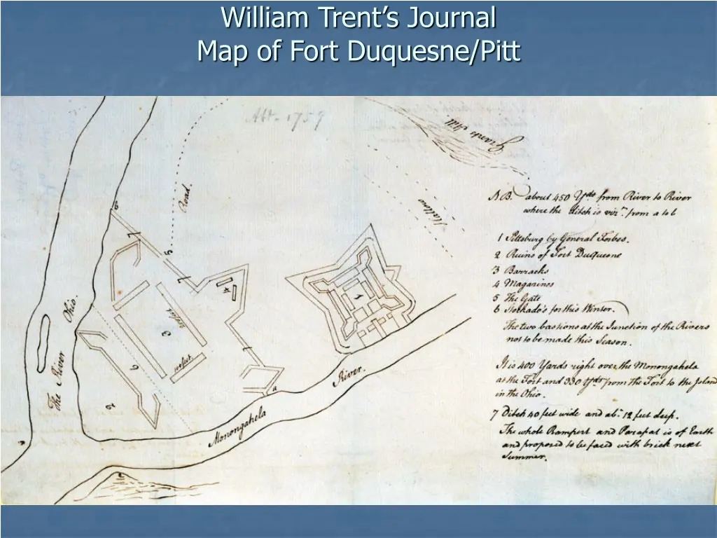 william trent s journal map of fort duquesne pitt