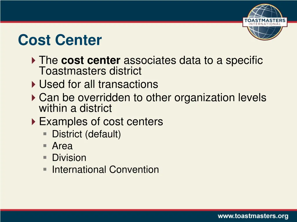 cost center the cost center associates data