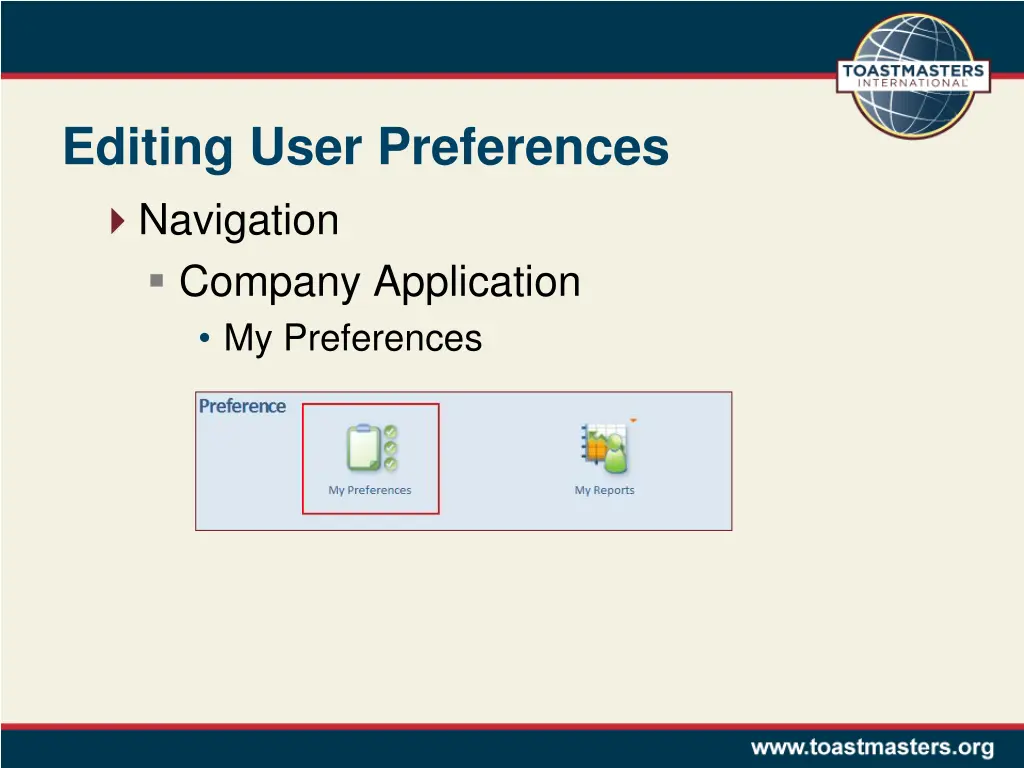 editing user preferences navigation company