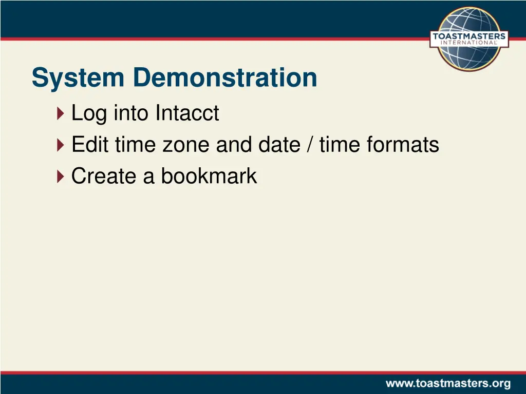 system demonstration log into intacct edit time
