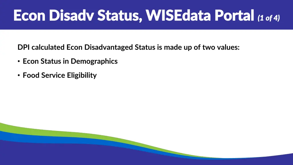 econ econ disadv disadv status wisedata portal