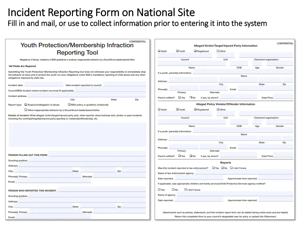 incident reporting form on national site incident 1