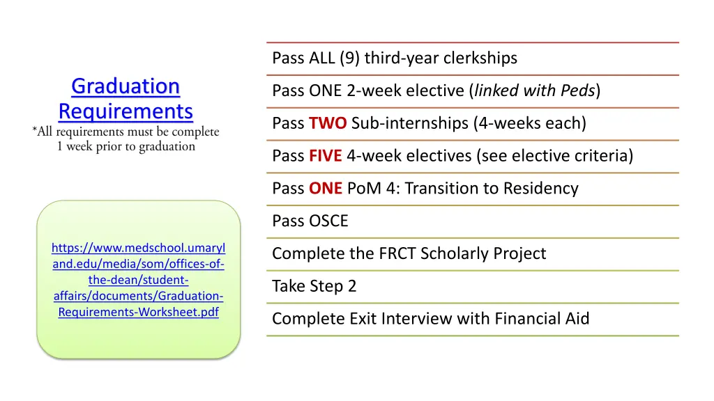 pass all 9 third year clerkships