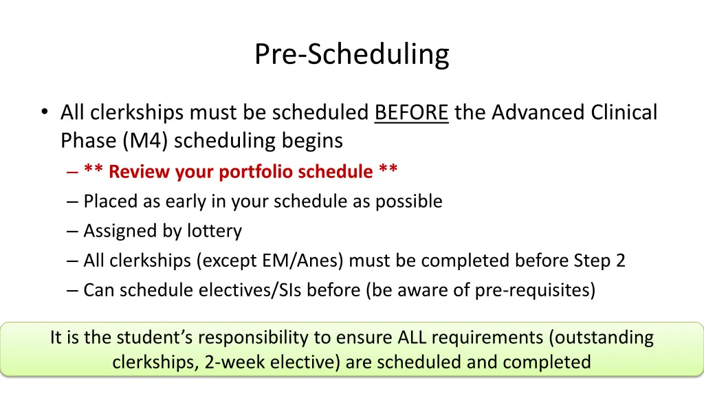 pre scheduling 1