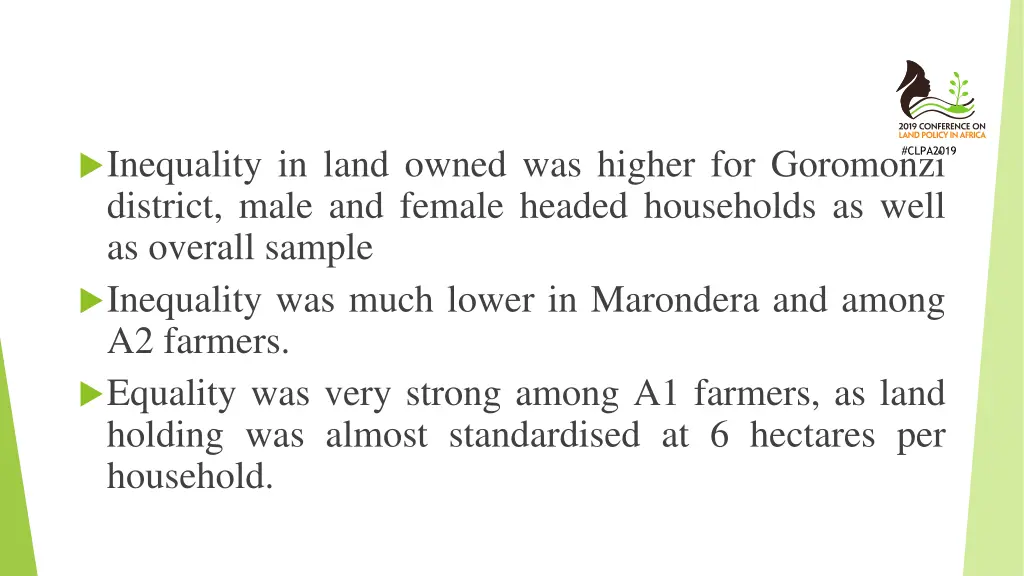 inequality in land owned was higher for goromonzi