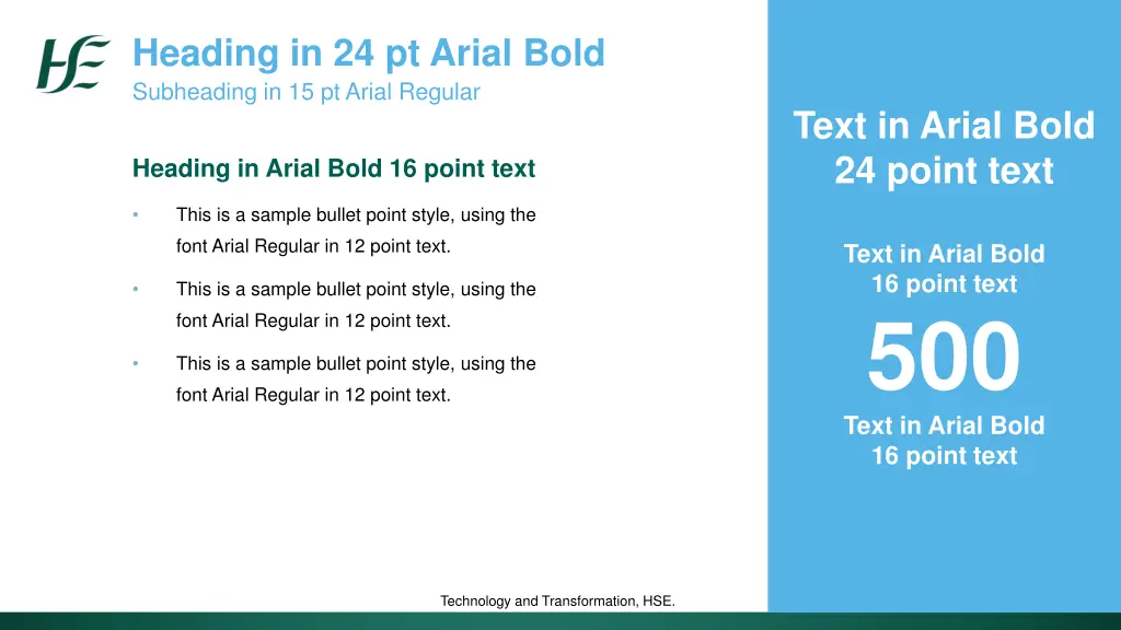 heading in 24 pt arial bold subheading