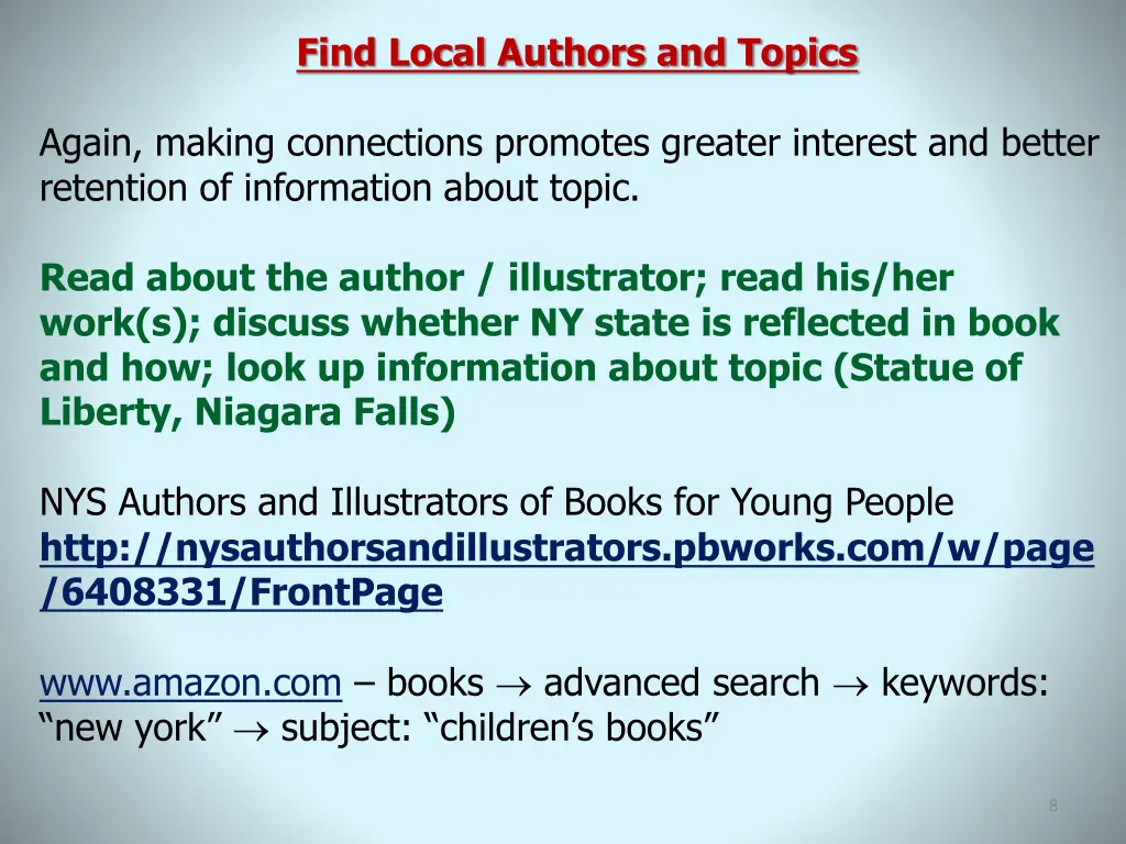 find local authors and topics again making