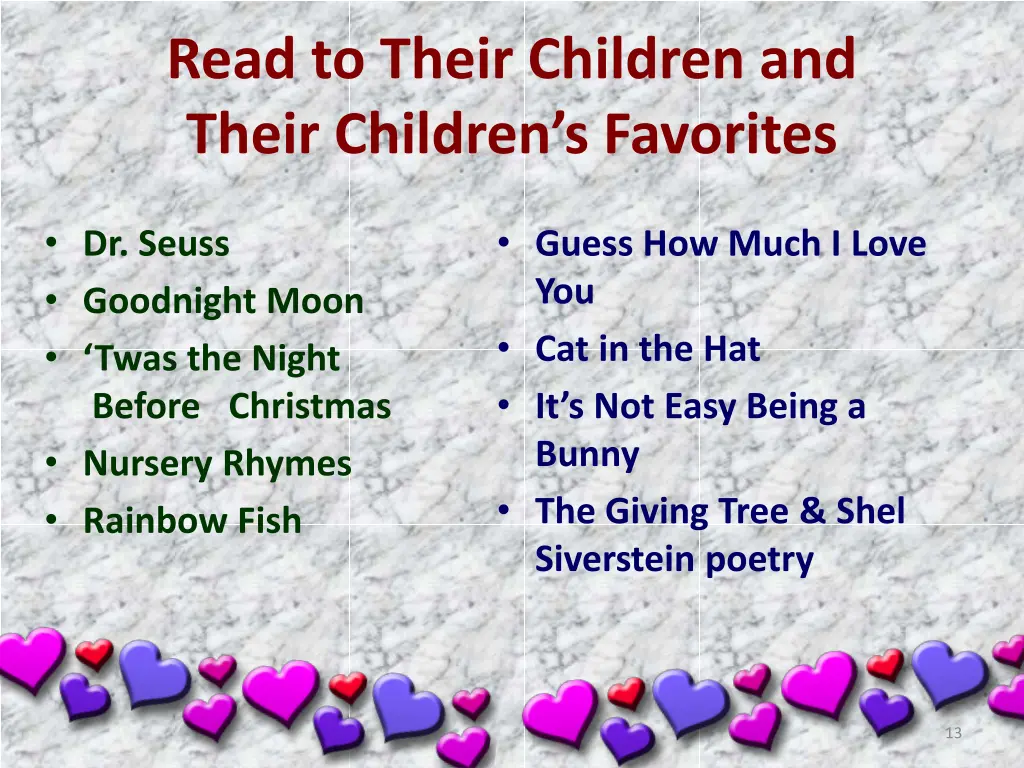 read to their children and their children