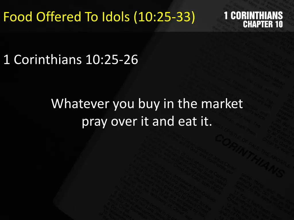 food offered to idols 10 25 33