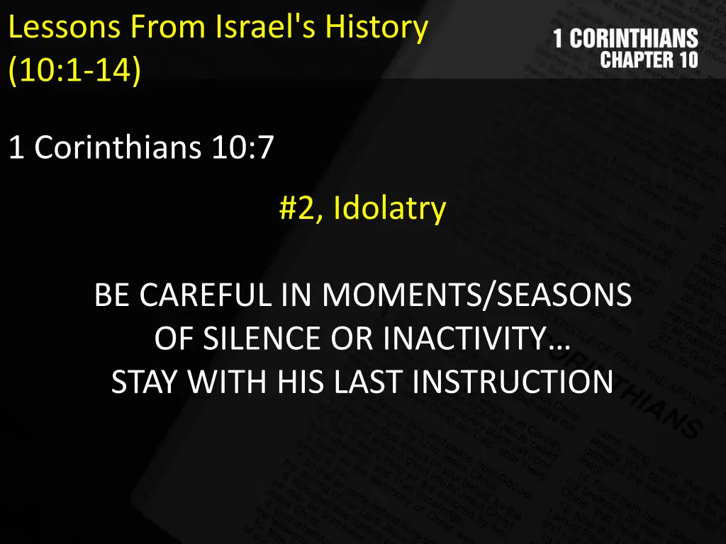 lessons from israel s history 10 1 14 2