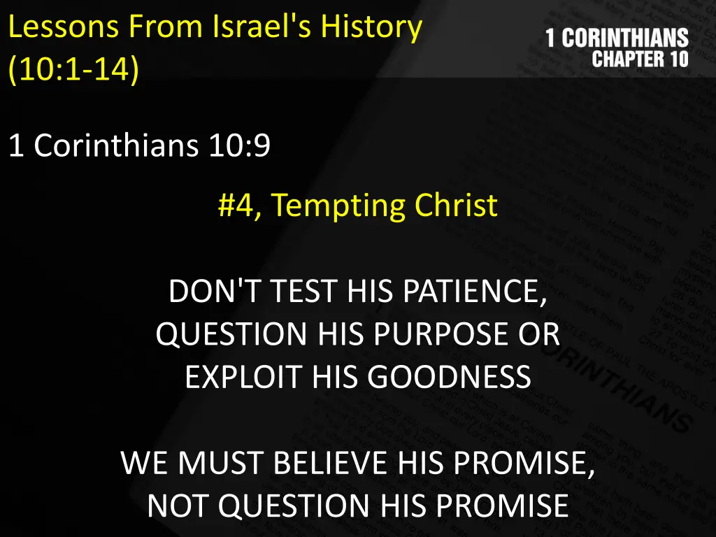 lessons from israel s history 10 1 14 4