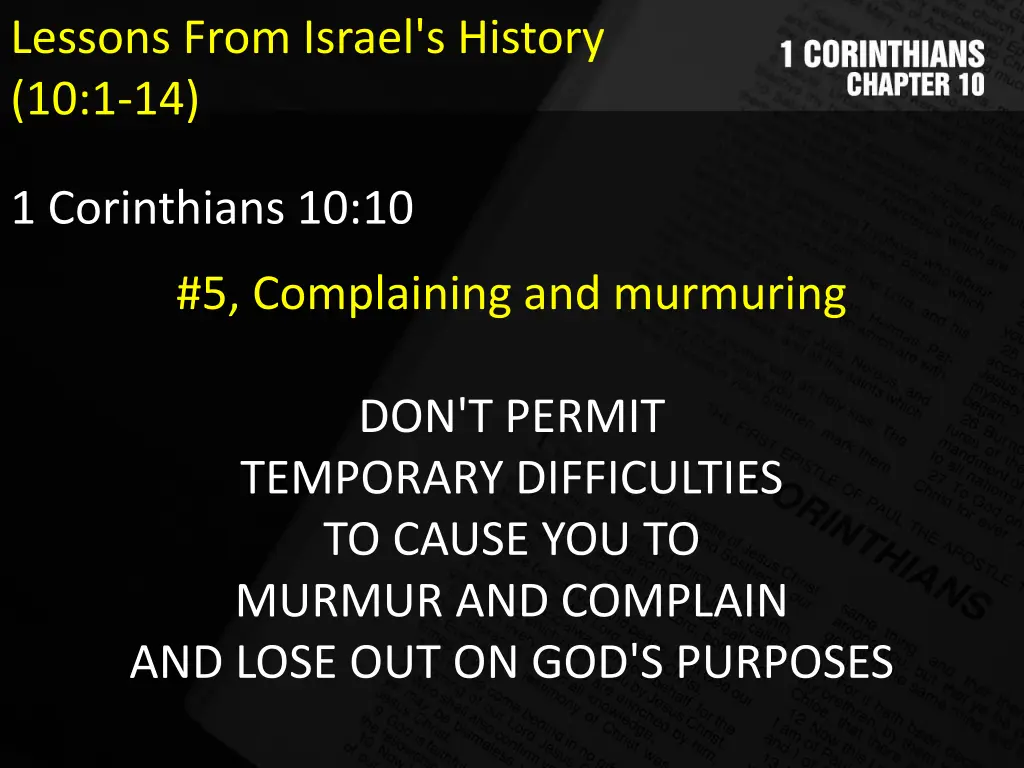 lessons from israel s history 10 1 14 5