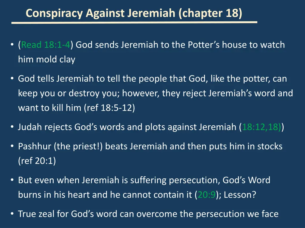 conspiracy against jeremiah chapter 18